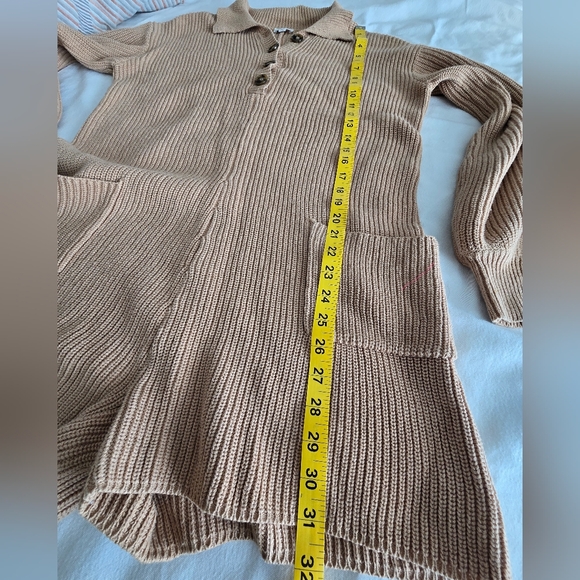 Le Lis Ribbed Knit Sweater Romper Collared Button Front Cozy Neutral Coastal Sm - Picture 5 of 11